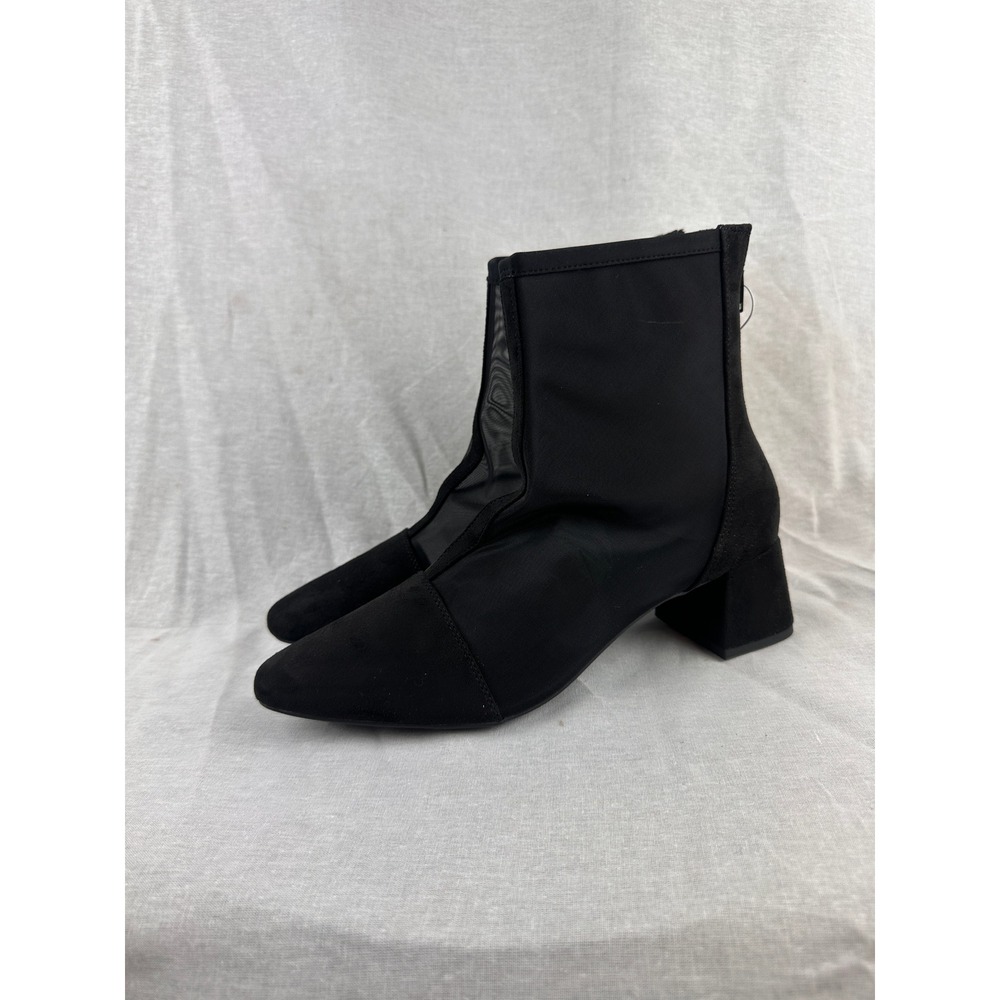 A New Day‎ Womens Mesh Block Heel Ankle Boots Black Memory Foam Size 10 NEW